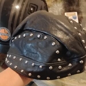 Harley-Davidson Black Studded Leather Hat